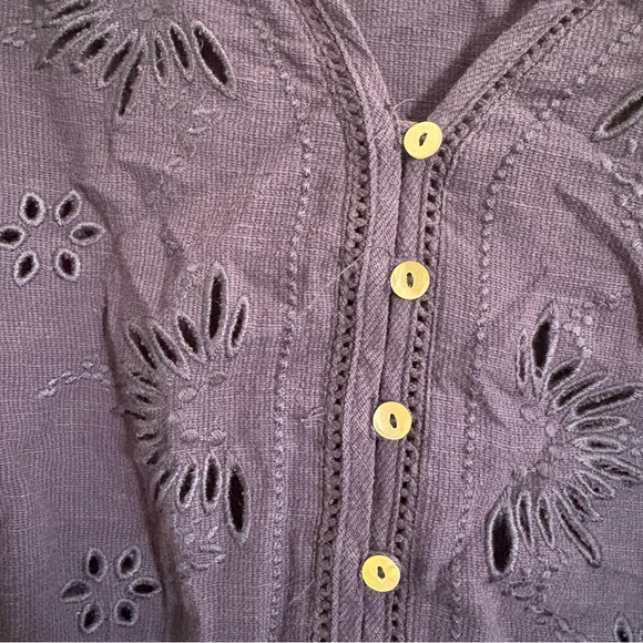 Lovestitch Large Along the Coast Navy Blue Women's Blouse Paisley Cinched Waist - Picture 4 of 11